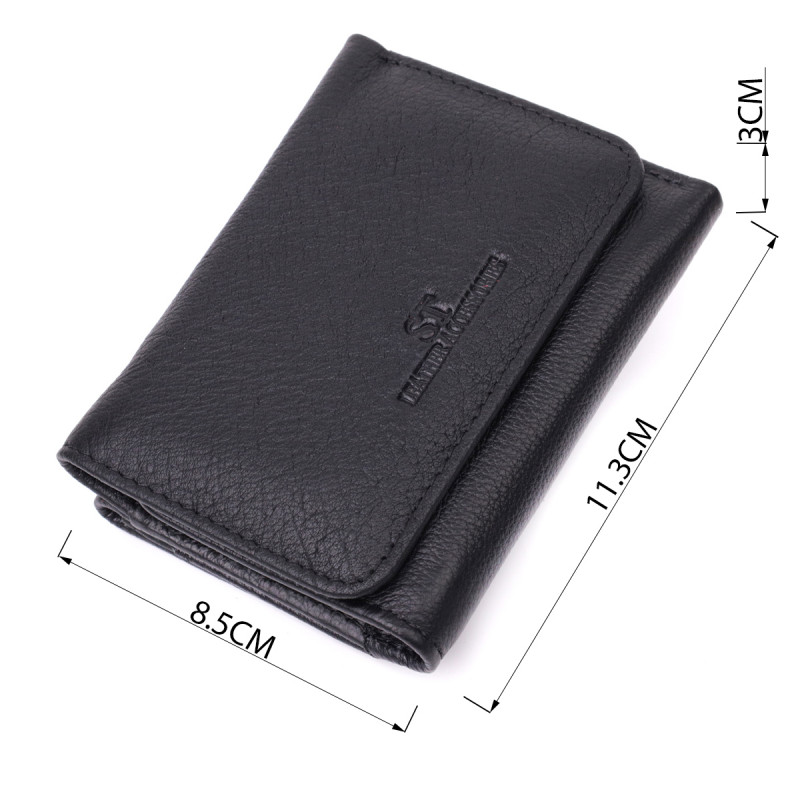Кожаный лаконичный кошелек для женщин ST Leather Черный
