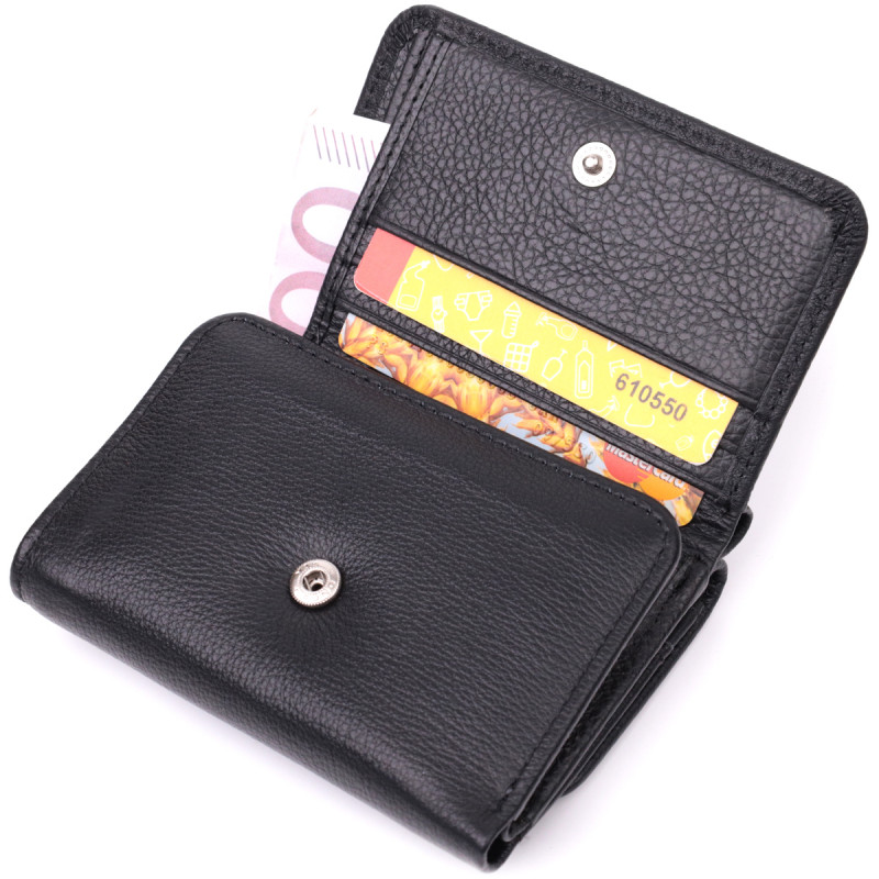 Кожаный лаконичный кошелек для женщин ST Leather Черный
