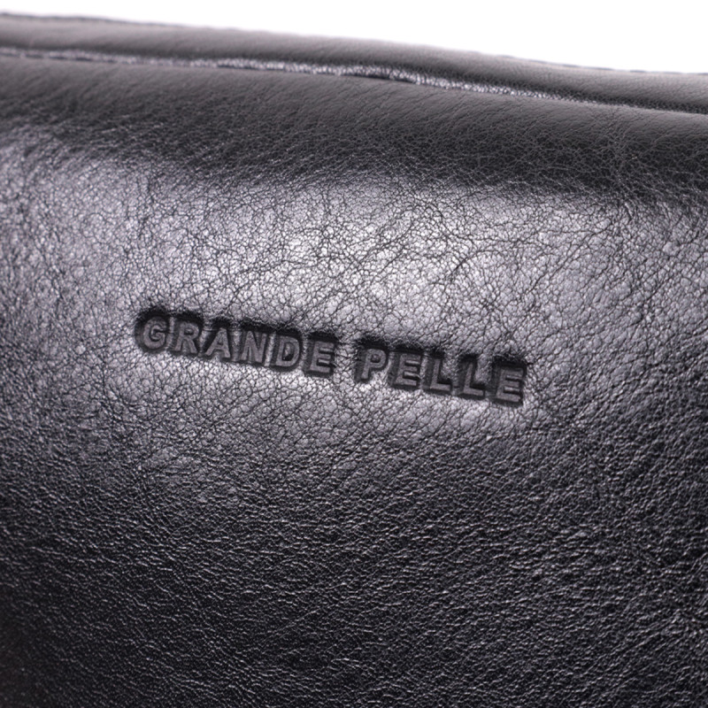 Сумка бананка прямоугольного формата из качественной натуральной кожи GRANDE PELLE Черный