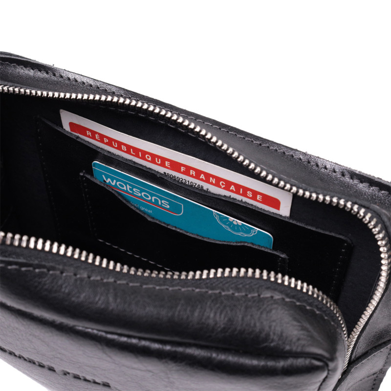 Сумка бананка прямоугольного формата из качественной натуральной кожи GRANDE PELLE Черный