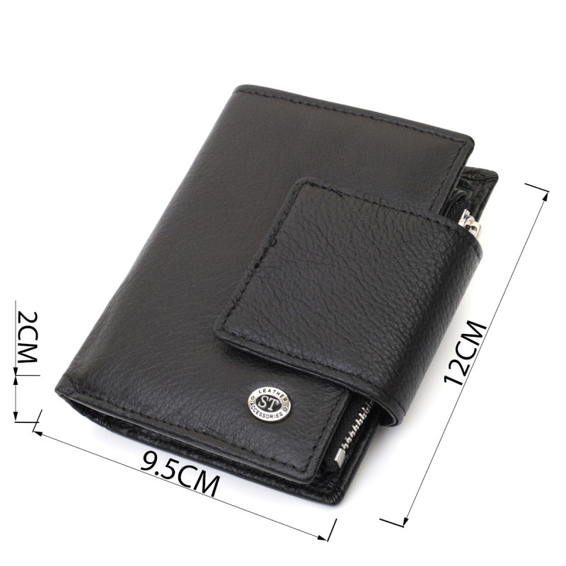 Вертикальный кошелек для женщин из натуральной кожи ST Leather Черный