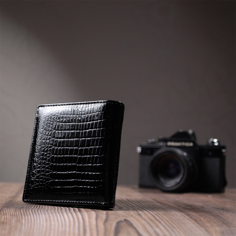 Женский фактурный кошелек из натуральной кожи ST Leather Черный