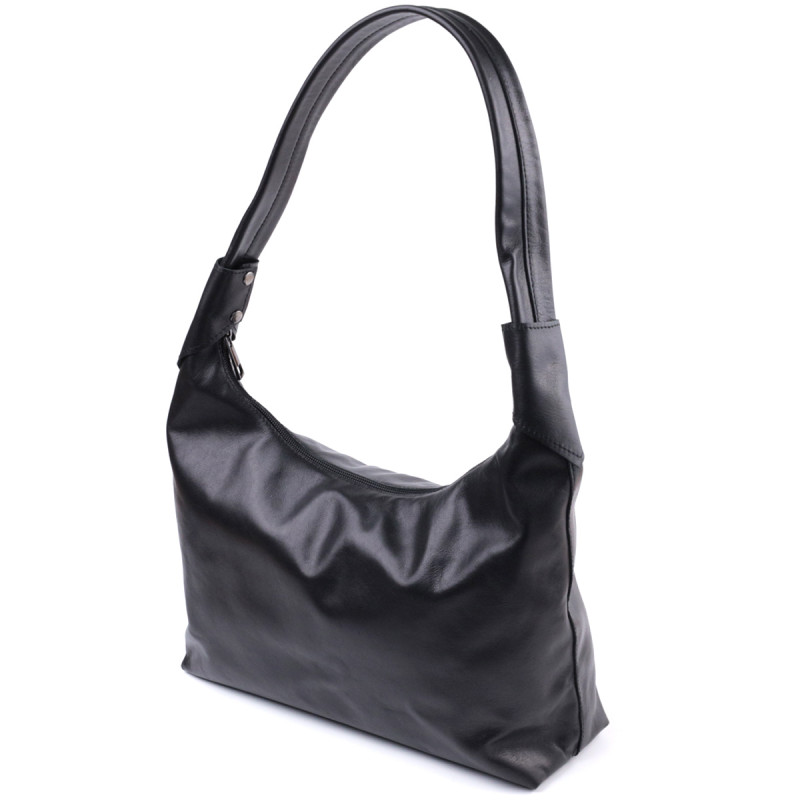 Практичная женская сумка на плечо из гладкой натуральной кожи Shvigel Черная