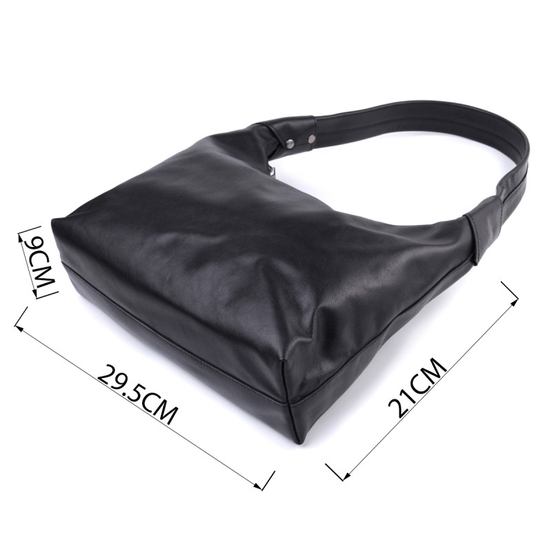 Практичная женская сумка на плечо из гладкой натуральной кожи Shvigel Черная