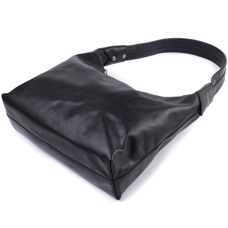 Практичная женская сумка на плечо из гладкой натуральной кожи Shvigel Черная