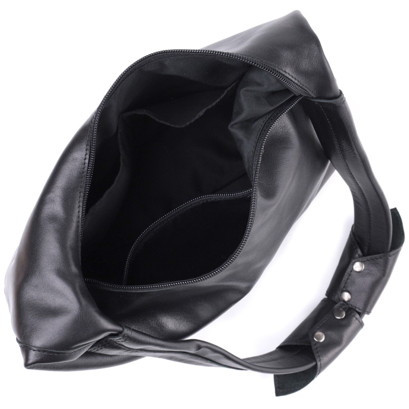 Практичная женская сумка на плечо из гладкой натуральной кожи Shvigel Черная