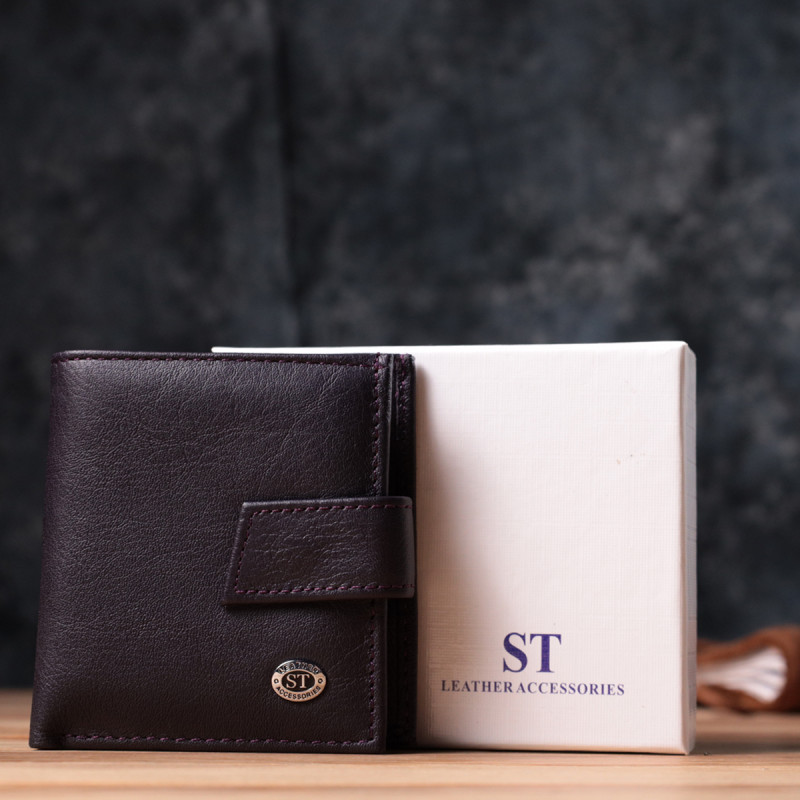 Компактный женский кошелек из натуральной кожи ST Leather Коричневый