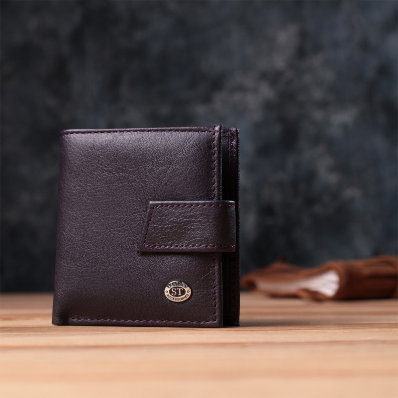 Компактный женский кошелек из натуральной кожи ST Leather Коричневый