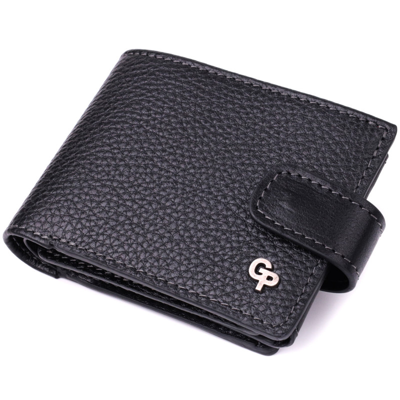 Стильне портмоне з люксової зернистої шкіри флотар GRANDE PELLE Чорний