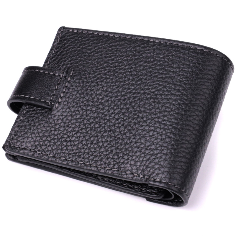 Стильне портмоне з люксової зернистої шкіри флотар GRANDE PELLE Чорний