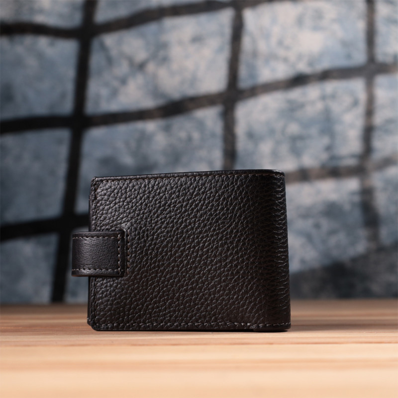 Стильне портмоне з люксової зернистої шкіри флотар GRANDE PELLE Чорний