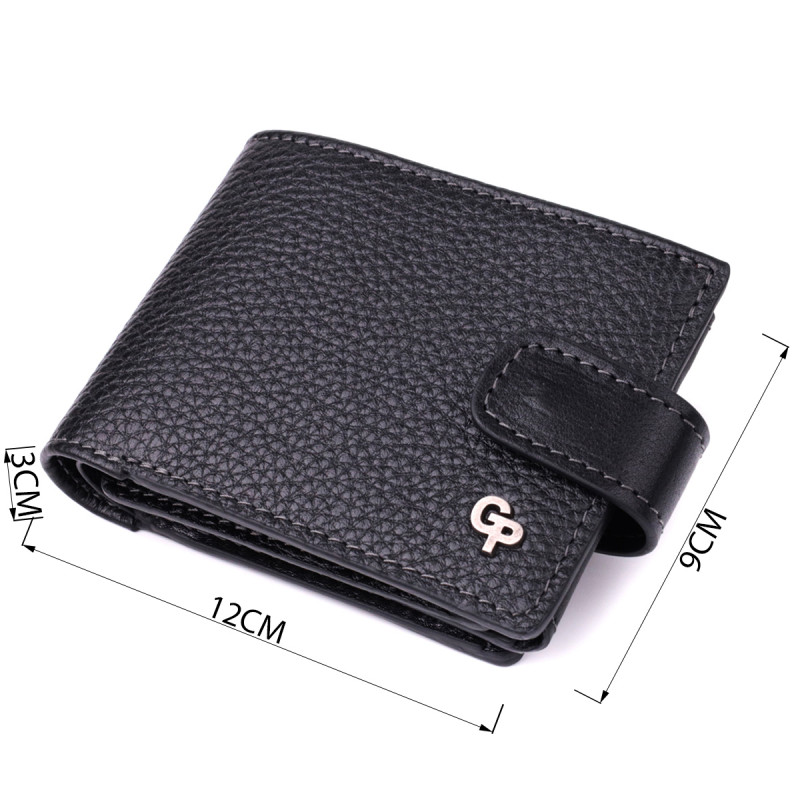 Стильне портмоне з люксової зернистої шкіри флотар GRANDE PELLE Чорний