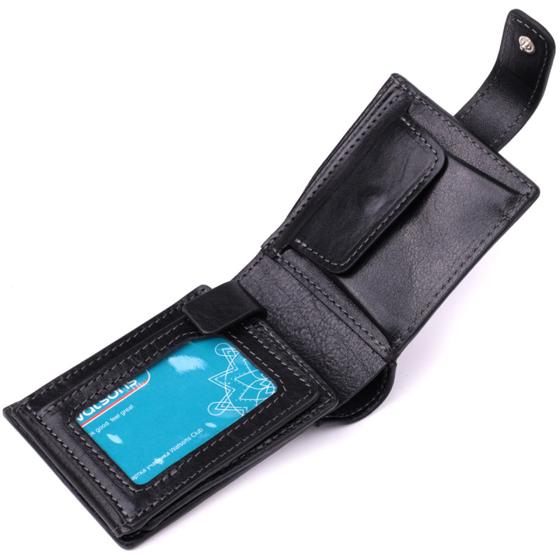 Стильне портмоне з люксової зернистої шкіри флотар GRANDE PELLE Чорний