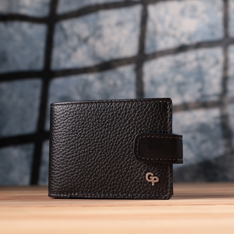 Стильне портмоне з люксової зернистої шкіри флотар GRANDE PELLE Чорний
