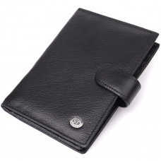 Вместительная обложка на документы унисекс из натуральной кожи ST Leather Черный