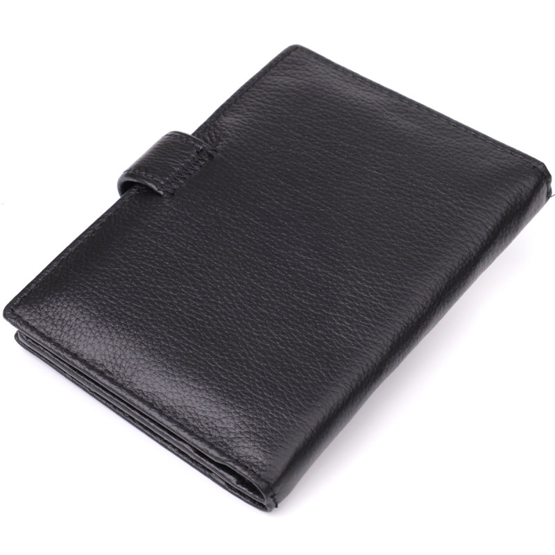 Вместительная обложка на документы унисекс из натуральной кожи ST Leather Черный