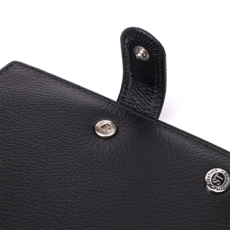 Вместительная обложка на документы унисекс из натуральной кожи ST Leather Черный