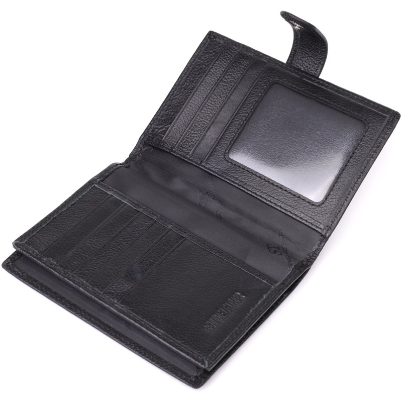 Вместительная обложка на документы унисекс из натуральной кожи ST Leather Черный