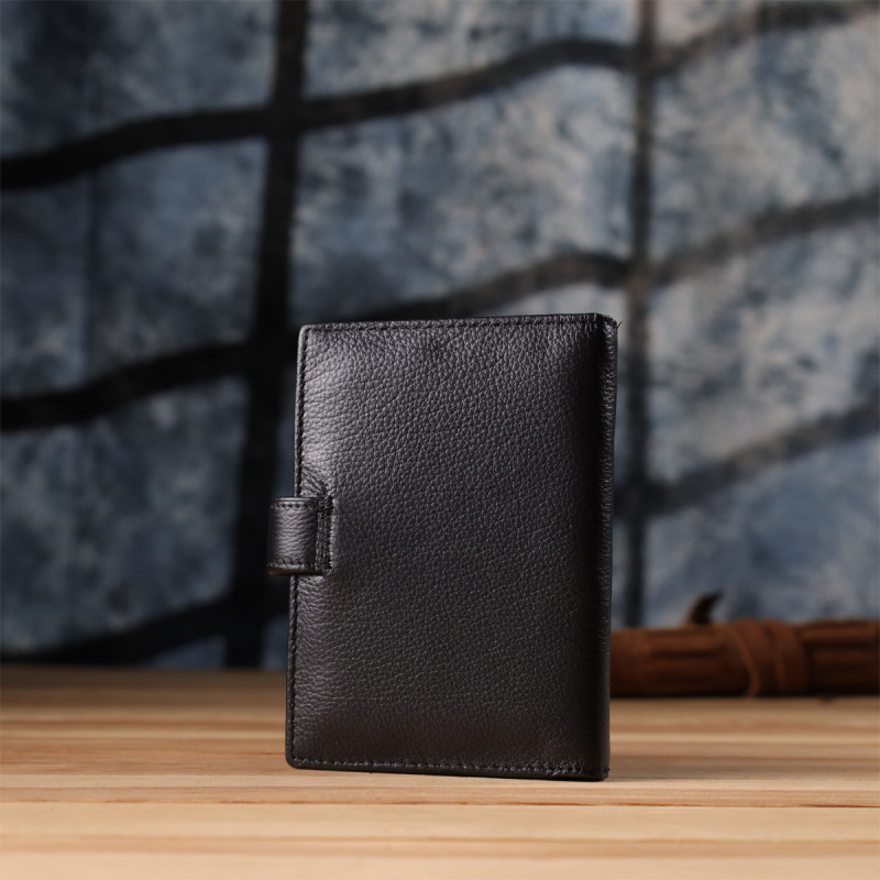 Вместительная обложка на документы унисекс из натуральной кожи ST Leather Черный