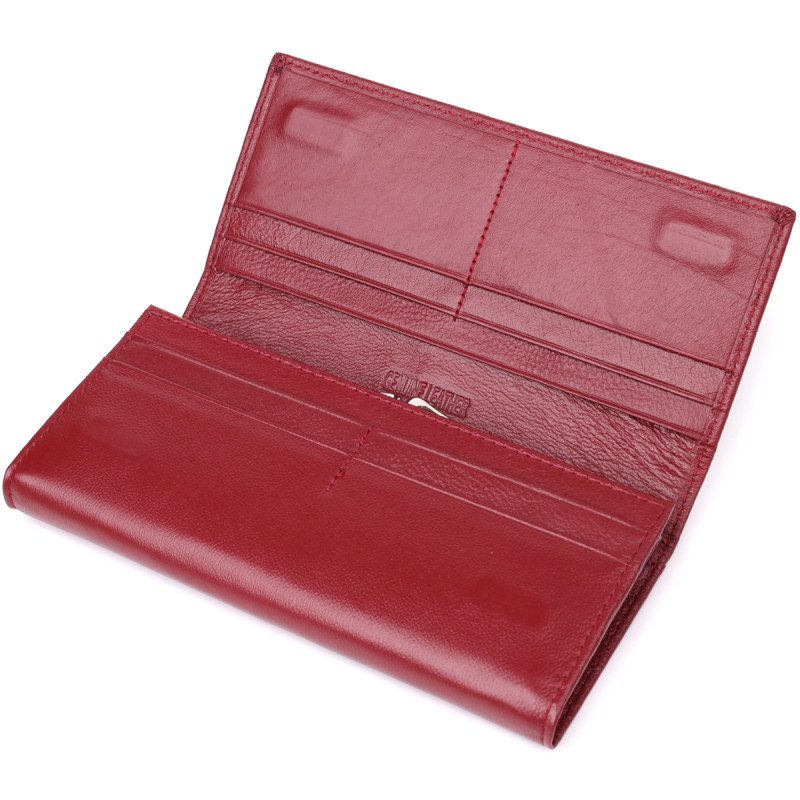 Вместительный женский кошелек из натуральной кожи ST Leather Бордовый