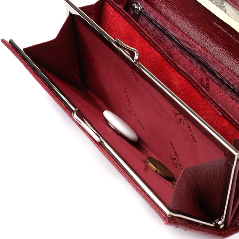 Вместительный женский кошелек из натуральной кожи ST Leather Бордовый