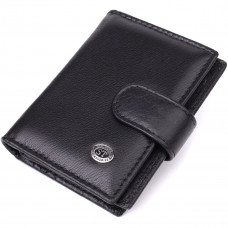 Компактный мужской бумажник вертикального формата из натуральной кожи ST Leather Черный