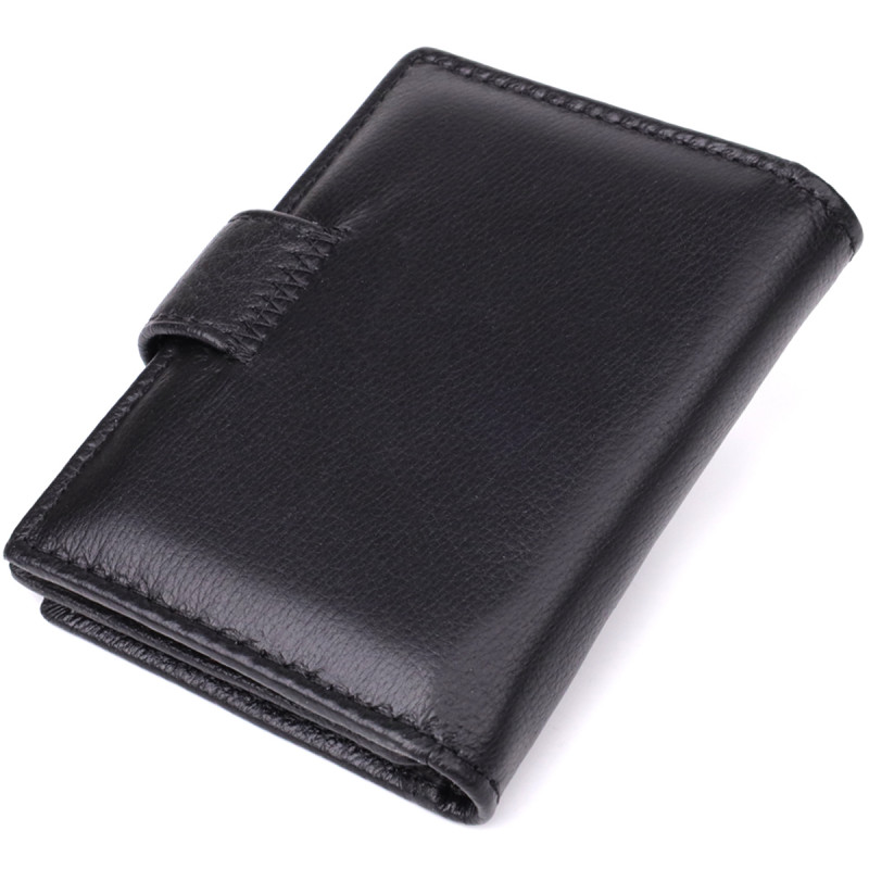 Компактный мужской бумажник вертикального формата из натуральной кожи ST Leather Черный