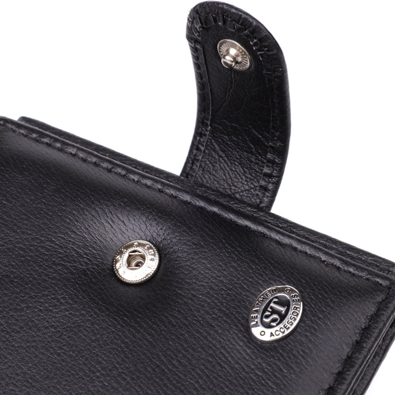 Компактный мужской бумажник вертикального формата из натуральной кожи ST Leather Черный