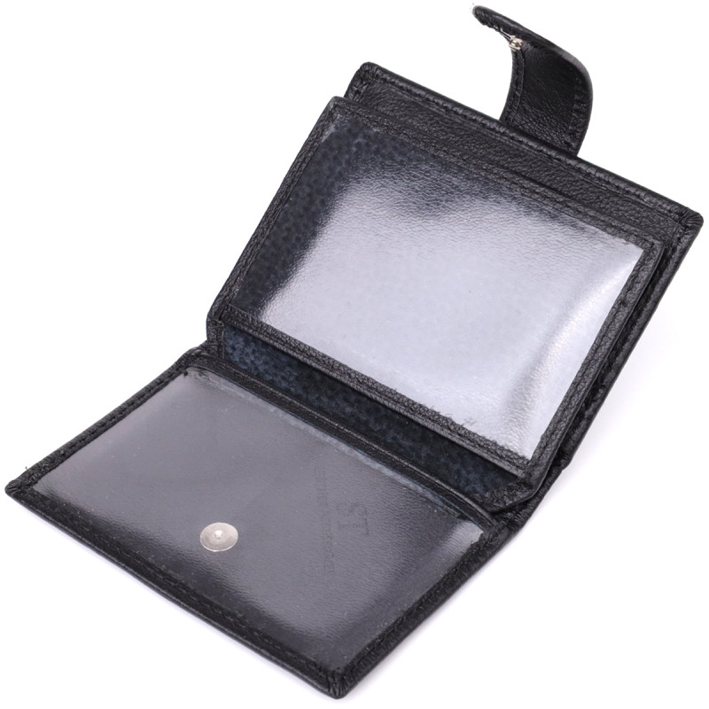 Компактный мужской бумажник вертикального формата из натуральной кожи ST Leather Черный