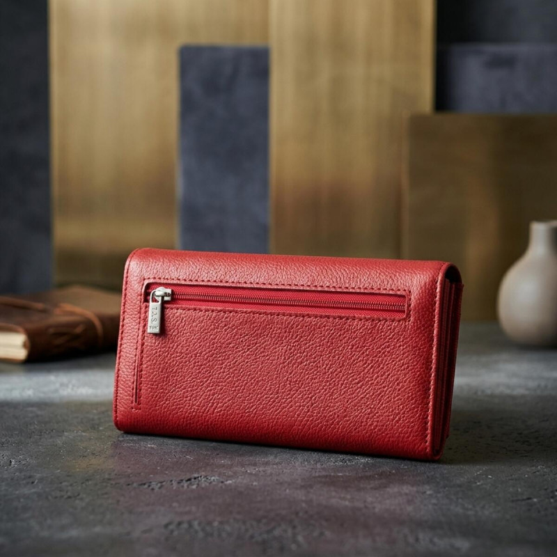 Жіночий місткий гаманець з натуральної шкіри ST Leather Червоний