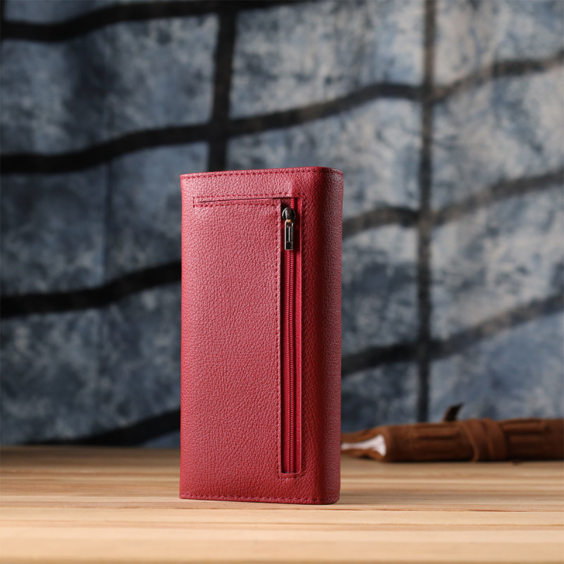 Женский вместительный кошелек из натуральной кожи ST Leather Красный