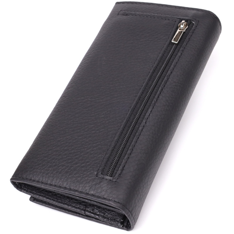 Вместительный кошелек для женщин из натуральной кожи ST Leather Черный