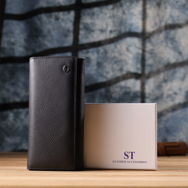 Вместительный кошелек для женщин из натуральной кожи ST Leather Черный