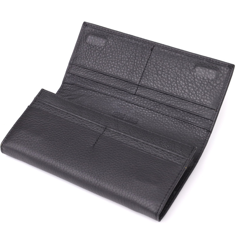 Вместительный кошелек для женщин из натуральной кожи ST Leather Черный