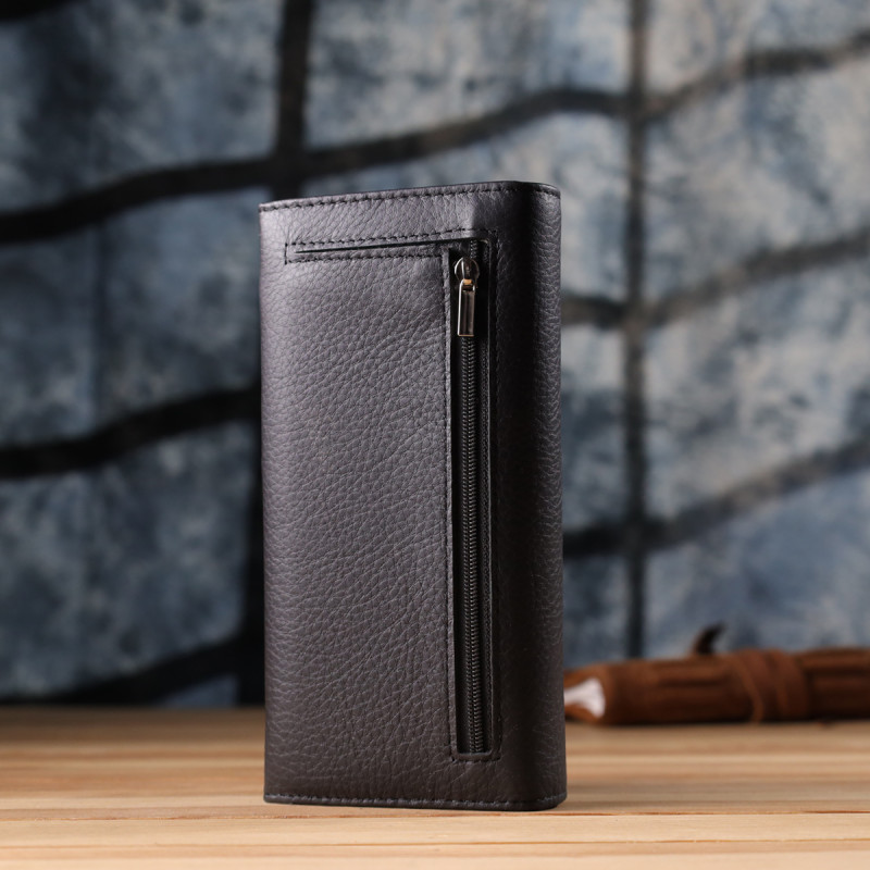 Вместительный кошелек для женщин из натуральной кожи ST Leather Черный
