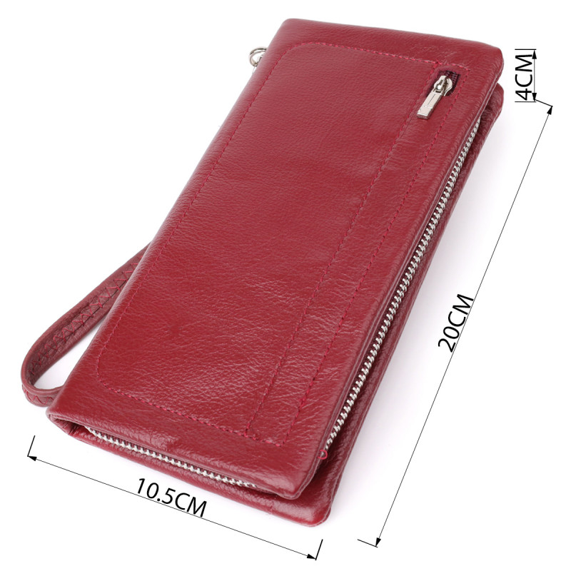 Кожаный женский кошелек-клатч с отделением под телефон ST Leather Бордовый