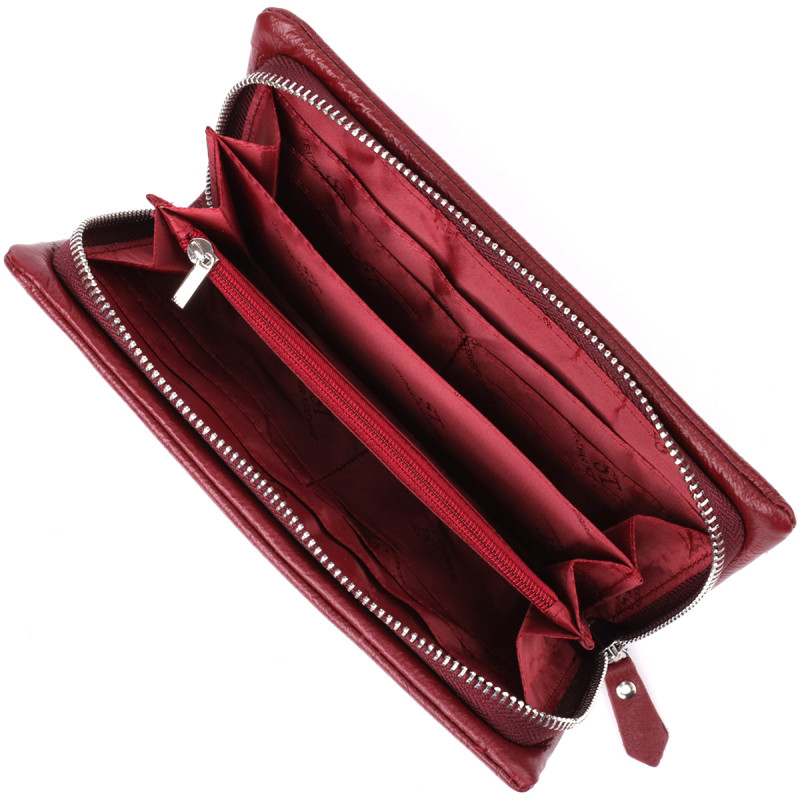 Кожаный женский кошелек-клатч с отделением под телефон ST Leather Бордовый