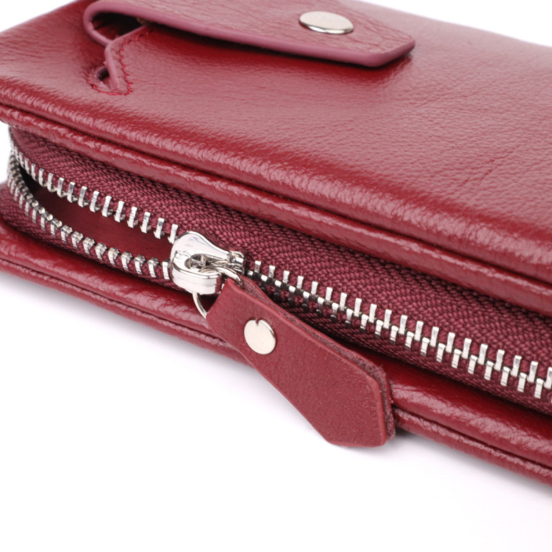 Кожаный женский кошелек-клатч с отделением под телефон ST Leather Бордовый