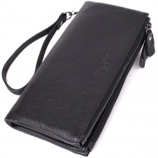 Практичный кожаный кошелек на три отделения ST Leather Черный