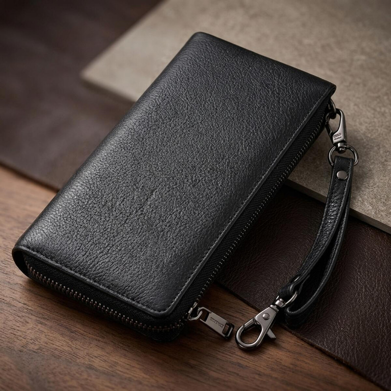 Практичный кожаный кошелек на три отделения ST Leather Черный