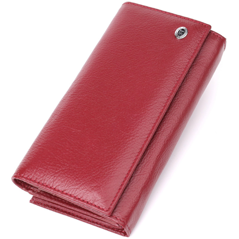 Модный женский кошелек на магнитах из натуральной кожи ST Leather Бордовый