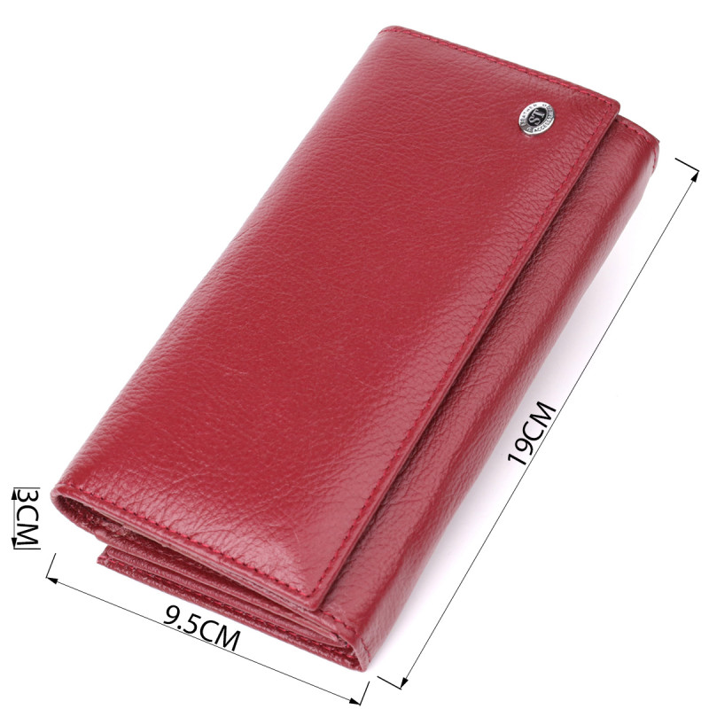 Модный женский кошелек на магнитах из натуральной кожи ST Leather Бордовый