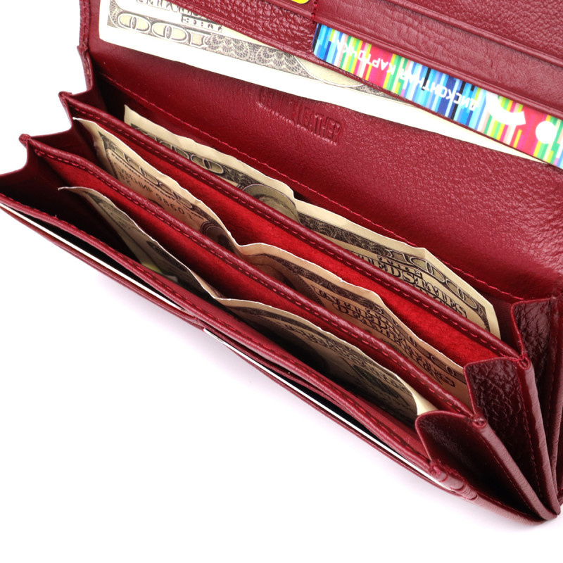 Модный женский кошелек на магнитах из натуральной кожи ST Leather Бордовый