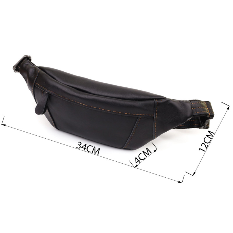 Мужская сумка-бананка из натуральной гладкой кожи Shvigel Черный