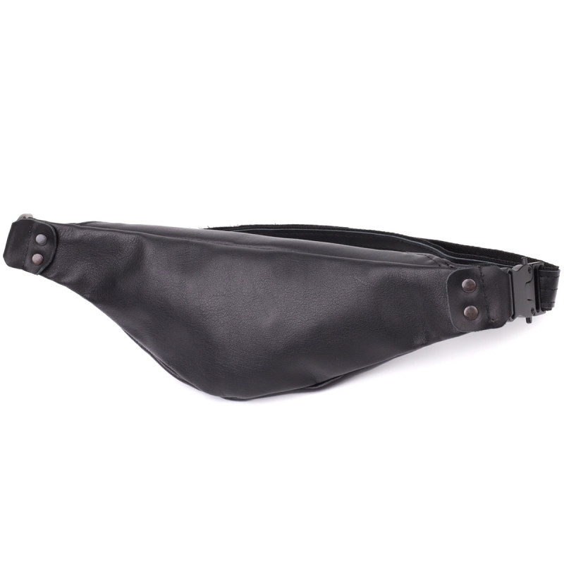 Сумка бананка для мужчин из гладкой натуральной кожи Shvigel Черный