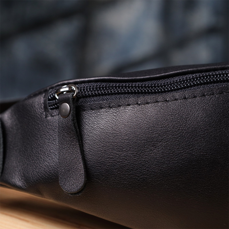 Сумка бананка для мужчин из гладкой натуральной кожи Shvigel Черный