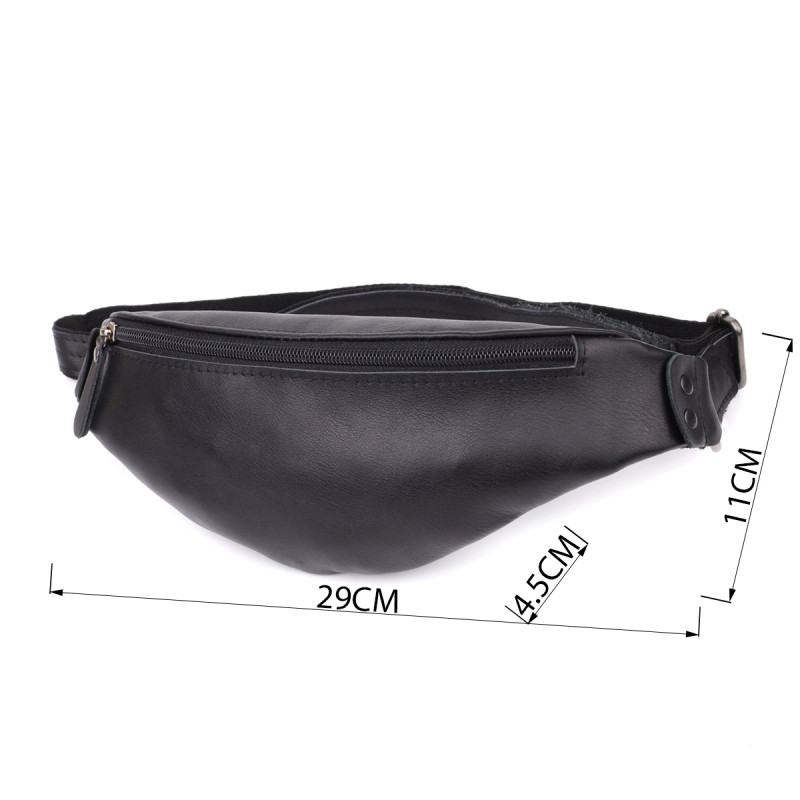 Сумка бананка для мужчин из гладкой натуральной кожи Shvigel Черный