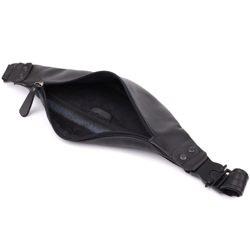 Сумка бананка для мужчин из гладкой натуральной кожи Shvigel Черный