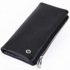 Вертикальный кошелек на кнопке женский ST Leather Черный