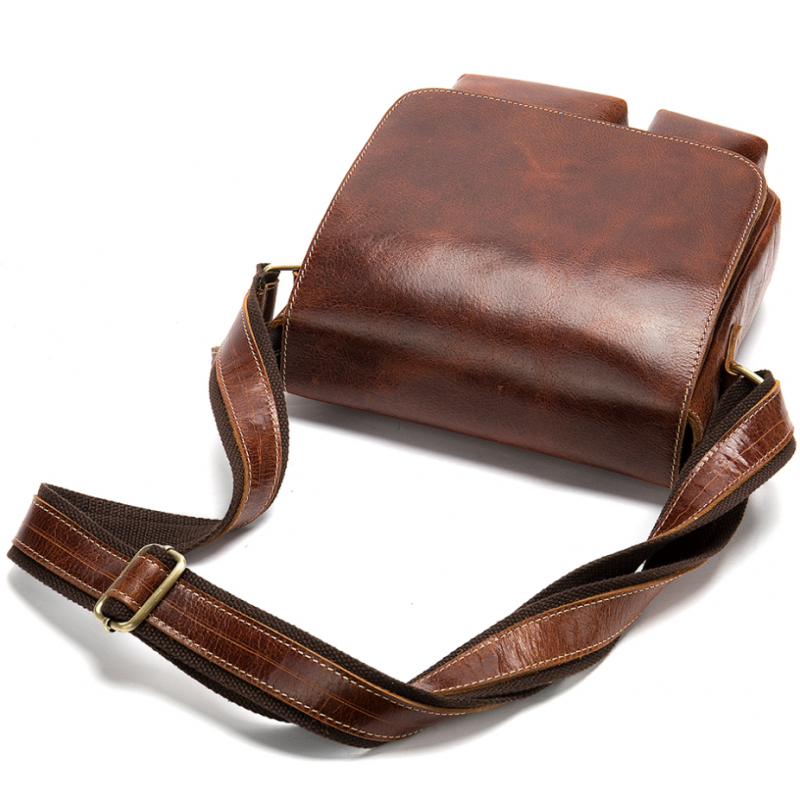 Сумка мужская вертикальная кожаная Vintage Коричневая